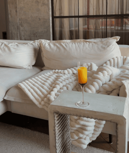 CLOUD | vaikiškas dvipusis dirbtinio kailio pledas | Ecru