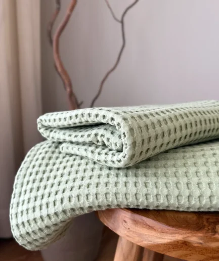 WAVE | vaflinis vonios rankšluostis | samanų spalva