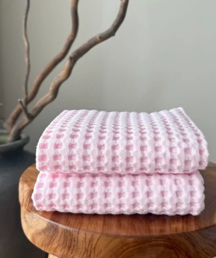 WAVE | vafliniai virtuviniai rankšluosčiai | švelni rožinė