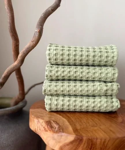 WAVE | vafliniai virtuviniai rankšluosčiai | samanų spalva