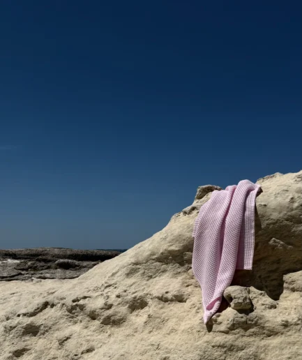 WAVE | vaflinis vonios rankšluostis | švelni rožinė